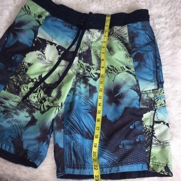 Speedo Swim Trunks Sz L Tropical Blue Hawaiian Surf Shorts Board Shorts - Picture 8 of 12